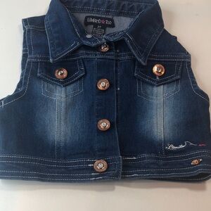 Limited Too Kids Blue Denim Vest Front Buttons Copper Accents Little Girl 2T